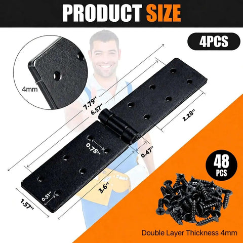 Four Piece Heavy Duty Gate Hinges Set With 270 Degree Adjustable Butt Folding Design Iron Bifold Door Hardware dimensions