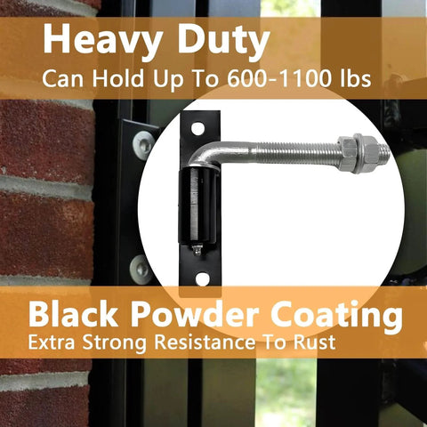 2 Pack Steel J Bolt Hinges With Plate Heavy Duty Welded Hinges for Doors Gates and Driveway Gates, black hinge installation