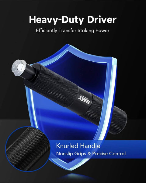 Heavy-duty driver with knurled handle from the 10pc Bearing Press Kit with Race and Seal Driver Set, highlighted for grip and control.