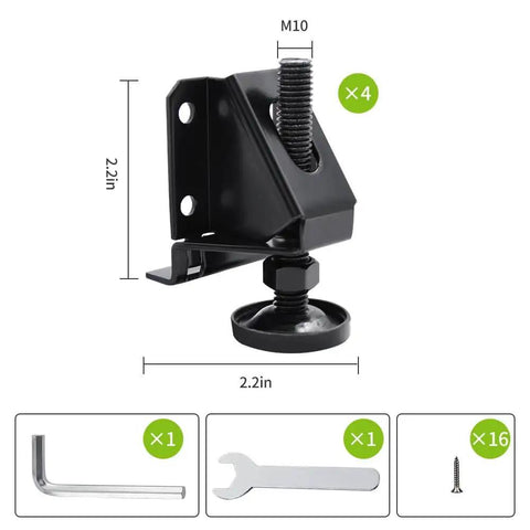 Heavy Duty Leg Leveler Kit for Furniture Tables and Cabinets with 2 Inch Adjustable Height 0 to 2 Inch Range Plastic Protective Base