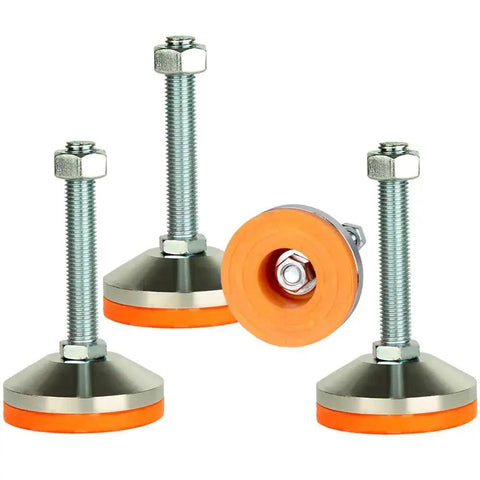 Heavy Duty Leg Levelers For Workbenches, Machines And Cabinets, Adjustable Leveling Feet With M16 Thread, Orange Finish, 2 Pack