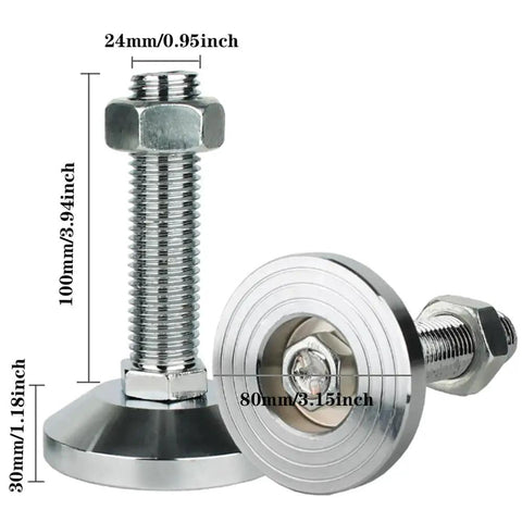 Beefy Heavy Duty Leveler Leg Set With 3.15 Dia Base And M24 Thread 6600 Lb Capacity for sturdy adjustment pictured close-up