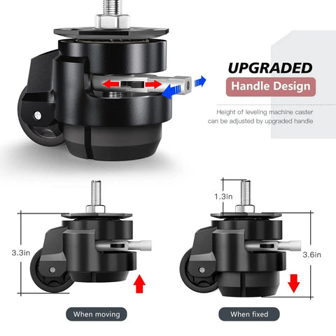 Leveling Casters Set Of 4 For Workbenches, Heavy Duty Stem Caster Wheels With T Nuts, Adjustable Retractable Swivel