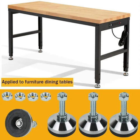 Beefy Heavy Duty Leveling Feet For Machines And Workbenches With 2.36 Inch Base And M12 Thread WUEIBUZUDAO 1300 Lb Capacity 4 Pack shown with table