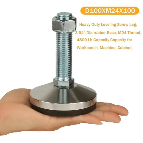 Beefy Heavy Duty Leveling Feet For Workbenches Machines And Cabinets With M24 Thread Adjustable Leg in hand showing details
