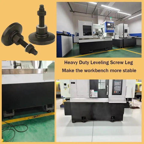 Beefy Heavy Duty Adjustable Leveling Feet For Workbenches Machines Cabinets M16 Thread Three Point Nine Four Inch Base 33000 Lb Capacity 45 Steel With Rubber Non Slip Pads WUEIBUZUDAO Ideal For Industrial Use And Heavy Equipment Stands For Home Shops