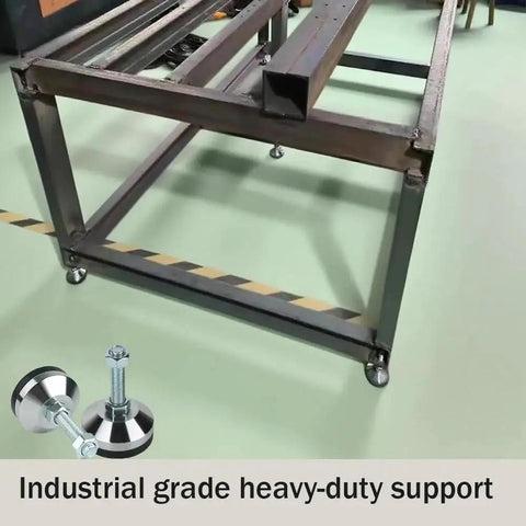 Industrial-grade support table using Beefy Heavy Duty Leveling Feet For Machines And Workbenches With 2.36 Inch Base And M12 Thread.