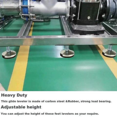 Beefy Heavy Duty Leveling Feet For Workbenches Machines And Cabinets With M24 Thread Adjustable Leveling Leg And 3.94 Inch Base Diameter Black Two Pack Delivers Up To 4800 Lb Capacity For Stable Vibration Free Setup installed on machinery