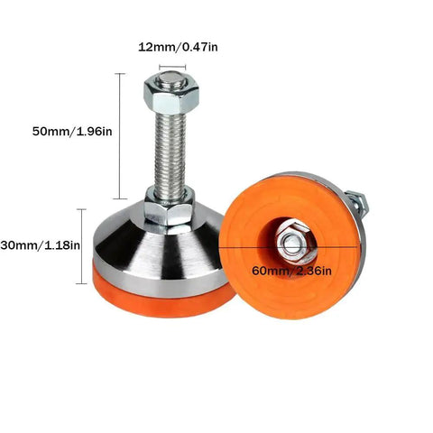 Heavy Duty Adjustable Leveling Feet Set for Workbenches Machines and Cabinets, 4 Pack, 2.36 Inch Base Diameter, M12 Thread