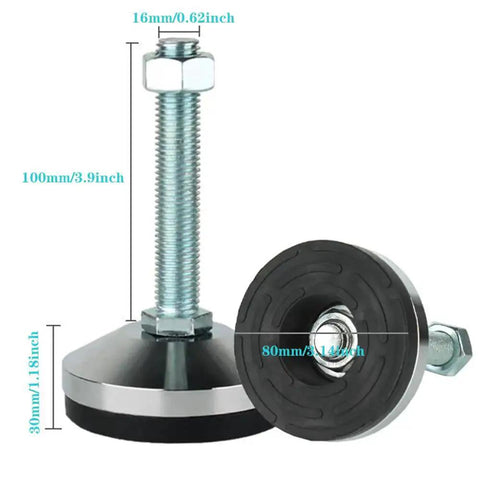 Heavy Duty Leveling Feet Set For Machines And Workbenches With Non Slip 3.14 Inch Base, M16 Thread, 2600 Lb Capacity, black WUEIBUZUDAO