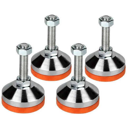 Heavy Duty Adjustable Leveling Feet Set for Workbenches Machines and Cabinets, 4 Pack, 2.36 Inch Base Diameter, M12 Thread, Chrome Plated Steel