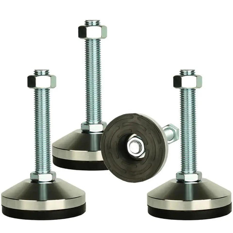 Heavy Duty Leveling Feet Set For Workbenches, Machines, And Cabinets, 3.14 Inch Beefy Base, M16 Thread, carbon steel, chrome finish, set of 4