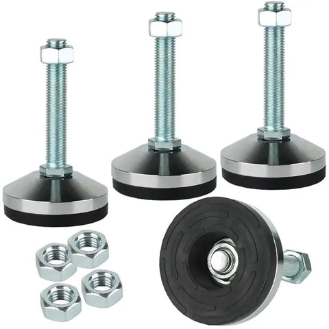 Heavy Duty Leveling Feet Set For Machines And Workbenches With Non Slip 3.14 Inch Base, M16 Thread, 2600 Lb Capacity, D80 X M16 X H100