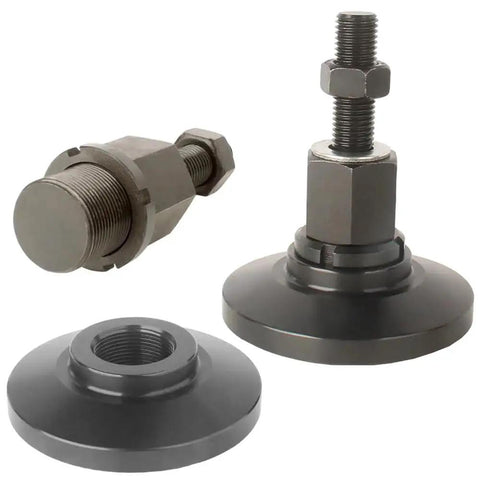 Heavy Duty Leveling Leg With Adjustable Feet For Workbench Machine And Cabinet, 4.72 Inch Base Diameter, steel leveler close-up