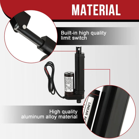 MYFULLY 12V linear actuator with 4-inch stroke, aluminum alloy body, mounting brackets, built-in limit switch