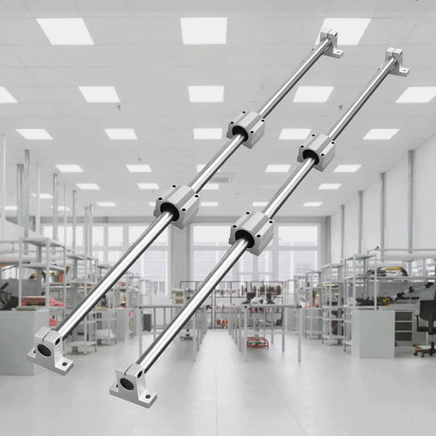 Heavy duty 1000mm linear guide rail kit with two rails, four SC20 blocks and four supports in a workshop setting.