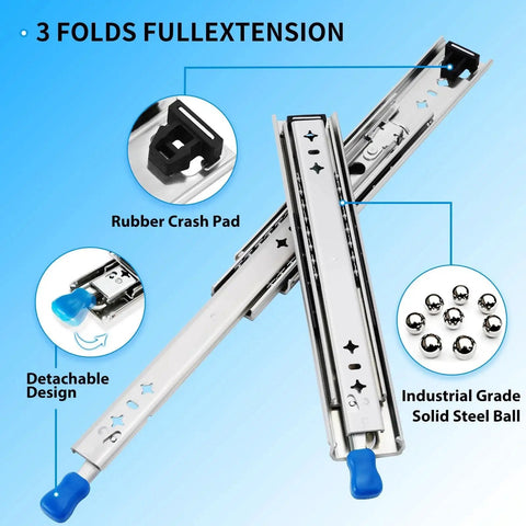 Heavy Duty Locking Drawer Slides Full Extension Runners With Lock Side Mount Ball Bearing Rails 230 lbs.
