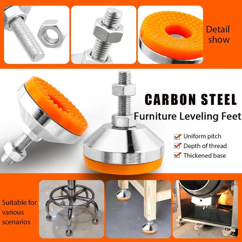 Heavy Duty M10 Thread Adjustable Machine Leveling Feet Set Of 2 With Tough Rubber Base For Grippy Non Slip Vibration Dampening