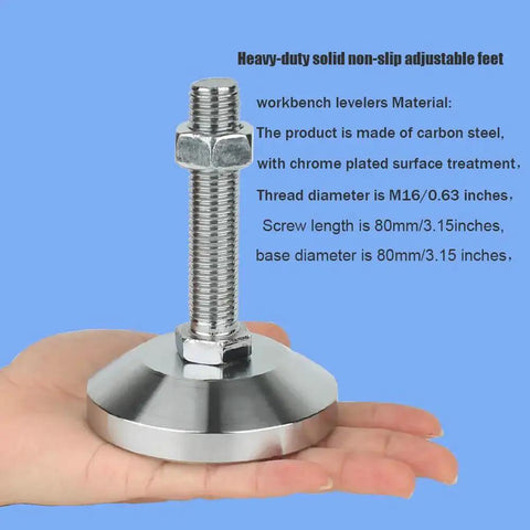 Hand holding a Heavy Duty Machine Leveling Feet With 3.15 Inch Base And M16 Thread For 3300 Lb Capacity Adjustable Levelers