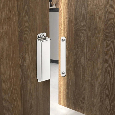 2 Pack Heavy Duty Magnetic Door Catch With 90lb Pull, Stainless Steel Anti Rust Design, strong hold on wooden barn door