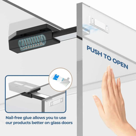 Heavy Duty Magnetic Push Latch No Nail Installation For Large Doors And Cabinets Black 2 Pack Push To Open Cabinet Catch