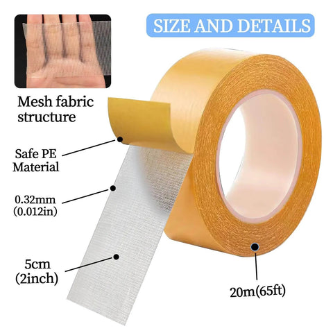Heavy Duty Double Sided Tape 2 Inch By 65 Foot With Fiberglass Mesh Ultra Sticky High Tack Mounting Tape for Rugs Carpets Pictures