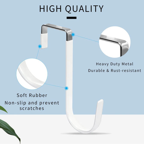 Close-up of heavy-duty metal hook with soft rubber coating for non-slip, scratch prevention, showcasing durability and rust resistance.