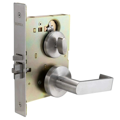 Beefy Heavy Duty Grade One Mortise Lockset With Lever Door Handle Non Handed Rose Trim Satin Chrome US32D ADA Compliant Lockset