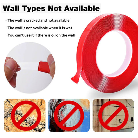 Heavy Duty Double Sided Mounting Tape With Acrylic Adhesive Foam For Picture Hanging On Walls Posters Automotive And Outdoor Use No Nails Needed 0.2 Inch Thick 33 Feet Per Roll Pack Of Three not suitable for wet, cracked, or oily surfaces