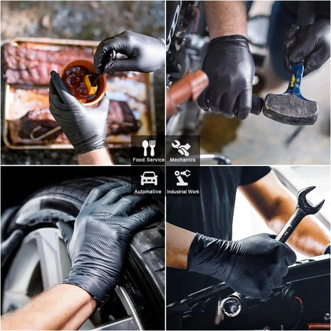 Heavy Duty Nitrile Gloves With Diamond Texture 8 Mil For Superior Wet Grip in various work applications