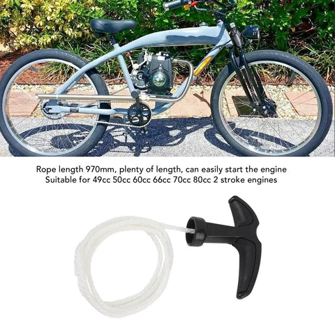 Heavy Duty Nylon Starter Rope And Handle With Comfortable Grip For 2 Stroke Engines 49cc 50cc 60cc 66cc 70cc 80cc displayed