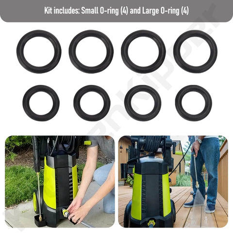 Heavy Duty Replacement O Ring Kit For Electric Pressure Washers Includes Small And Large Rubber Seals For SPX3000 SPX3001 SPX3500 SPX3501 SPX4000 SPX4001 Models Durable Leakproof Gasket Set With Eight O Rings
