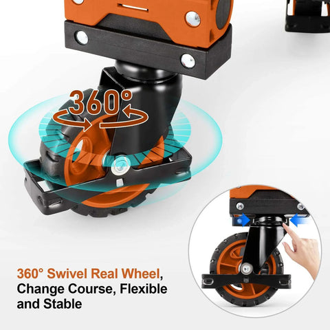 360-degree swivel wheel on ✝️ 330LB Folding Hand Truck Heavy Duty Carrying, Combination of Four Wheels and Two Wheels Convertible Dolly