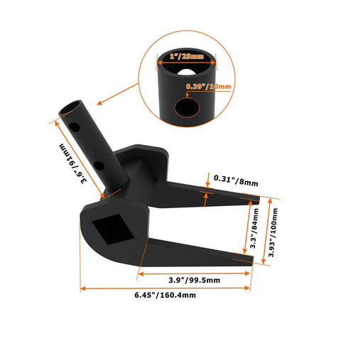 Black heavy duty pallet buster tool for fast deck removal and pallet breaking beast, detailed dimensions, no handle