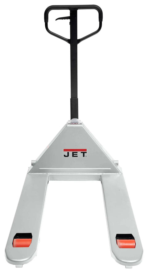 Heavy Duty Pallet Jack With 8000 Lb Capacity, 27 X 48 Inch Forks, Model JTX-2748B, Features Overload Protection, Non Marking Wheels, by Jet