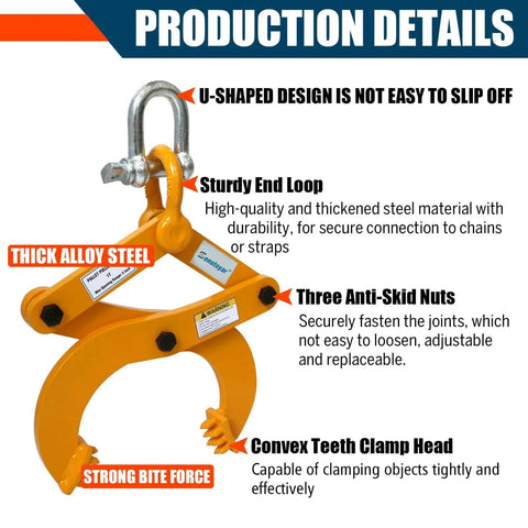 Heavy Duty Pallet Puller Clamp For Forklift Chains With 6 Inch Jaw Opening And 2204 Lbs Capacity The Rugged Boss yellow clamp