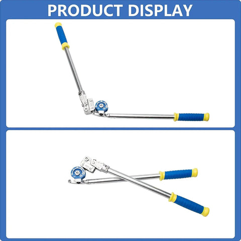 Heavy Duty Three Eighths Inch Pipe Bender For Copper Aluminum Stainless Steel And Iron Tubing, metal tool with blue rubber grips