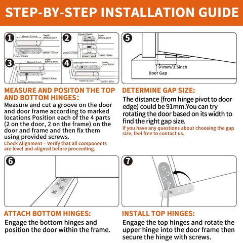 Step-by-step installation guide for Heavy Duty Pivot Hinge With Hold Open For Concealed Doors Up To 1100 Lbs 304 Stainless Steel.