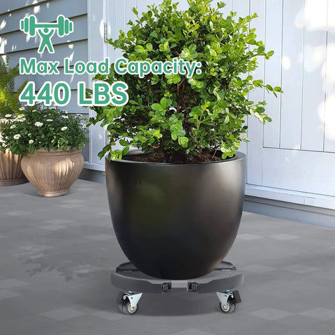 Round Dolly with Wheels Heavy Duty, Adjustable Pot Dolly 16-20 Inch, Large Plant Mover Indoor Outdoor with plant, max load 440 lbs