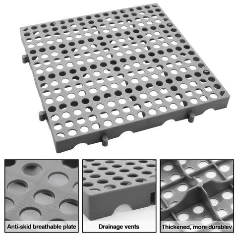 Heavy Duty Plastic Pallets Three Pack Commercial Grade 11.8x11.8x1.8 Inches Waterproof Ventilated Grid Design Stackable Nestable Floor Pallets Grey By RUENXG