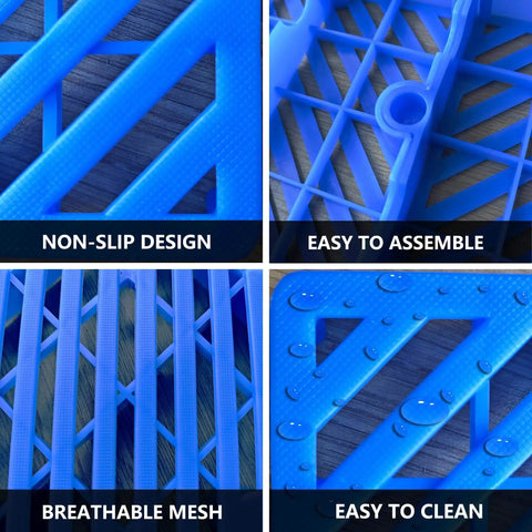 Heavy Duty Plastic Pallets Set Of 8 Nestable, Lightweight, Waterproof Storage Pads with non-slip and clean design