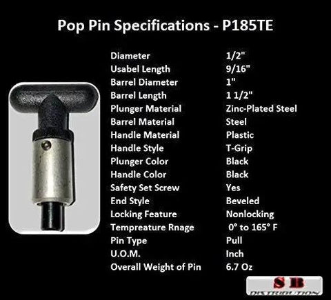 Heavy Duty POP Pull Pin Kit With Weld On Steel Barrel One Inch Diameter And One And One Half Inch Length For Quick Change