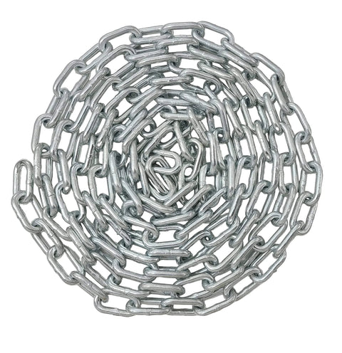 3/16-IN X 10-FT Heavy Duty Proof Coil Chain, Bright Zinc-Plated Metal Chain, 800lbs Safe Load Capacity coiled view