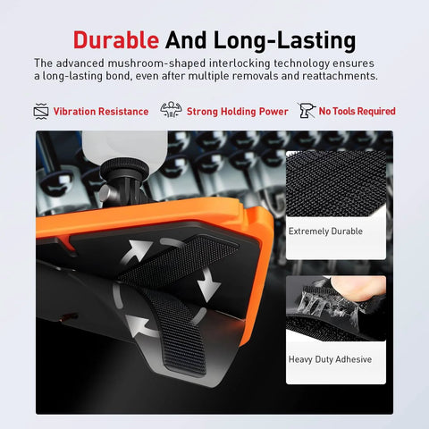 Heavy Duty Reclosable Fastener Strips One Half Inch By Four Feet Industrial Strength Self Mating Interlocking Mushroom Heads With Strong Adhesive showing durability and adhesive features