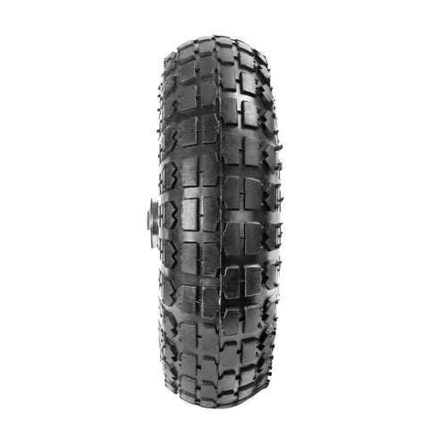 10" heavy-duty replacement tires, 4.10/3.50-4" for gorilla carts, hand trucks, pneumatic air tire with double sealed bearings, front view