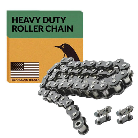✝️ #50 Heavy Duty Roller Chain - 10 Feet + 2 Free Connecting Links - #50H in package with visible chain and links