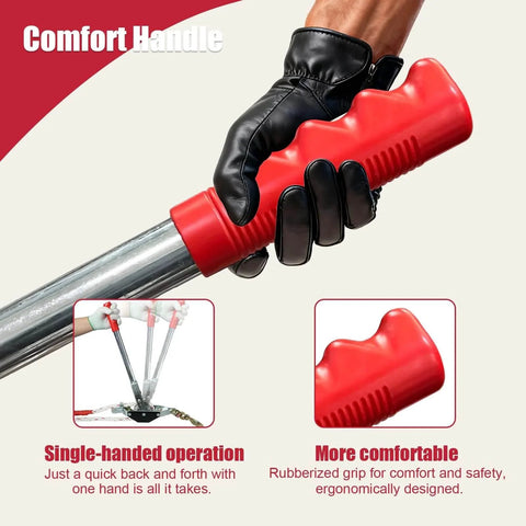 Gloved hand holding handle of 1.5 Ton Rope Puller With 20 Ft Of 0.6 Inch Rope Dual Hook Come Along Winch Heavy Duty Ratchet Puller