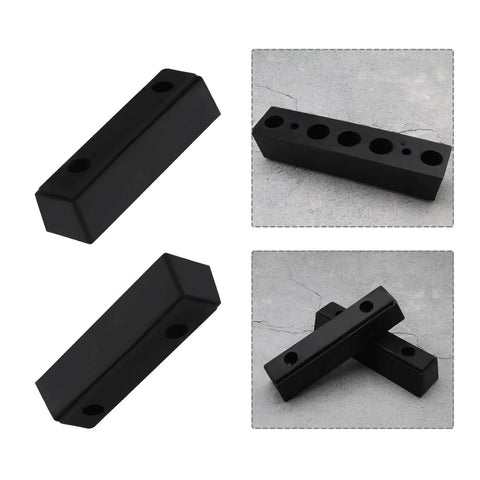 Beefy Rubber Bump Stop Buffer For Heavy Doors And Vehicles Anti Collision Block For Trucks Trailers Motorhomes Steel Doors Industrial Use 210x50x50mm Black, shown in various views including front and side with mounting holes visible.