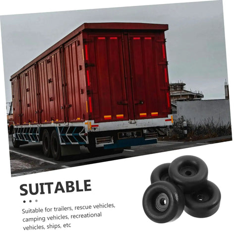 Heavy Duty Round Rubber Bumpers Anti Vibration Foot Pads For Trucks DIY Projects Furniture And Machines Black Noise Reducing Ground Protection And Shock Absorption For Heavy Equipment And Floor Safety, shown near a large red trailer truck image.