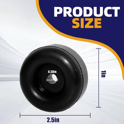 4-Pack Heavy Duty Anti Vibration Rubber Foot Pads With Screw On Bumpers showing size and dimensions